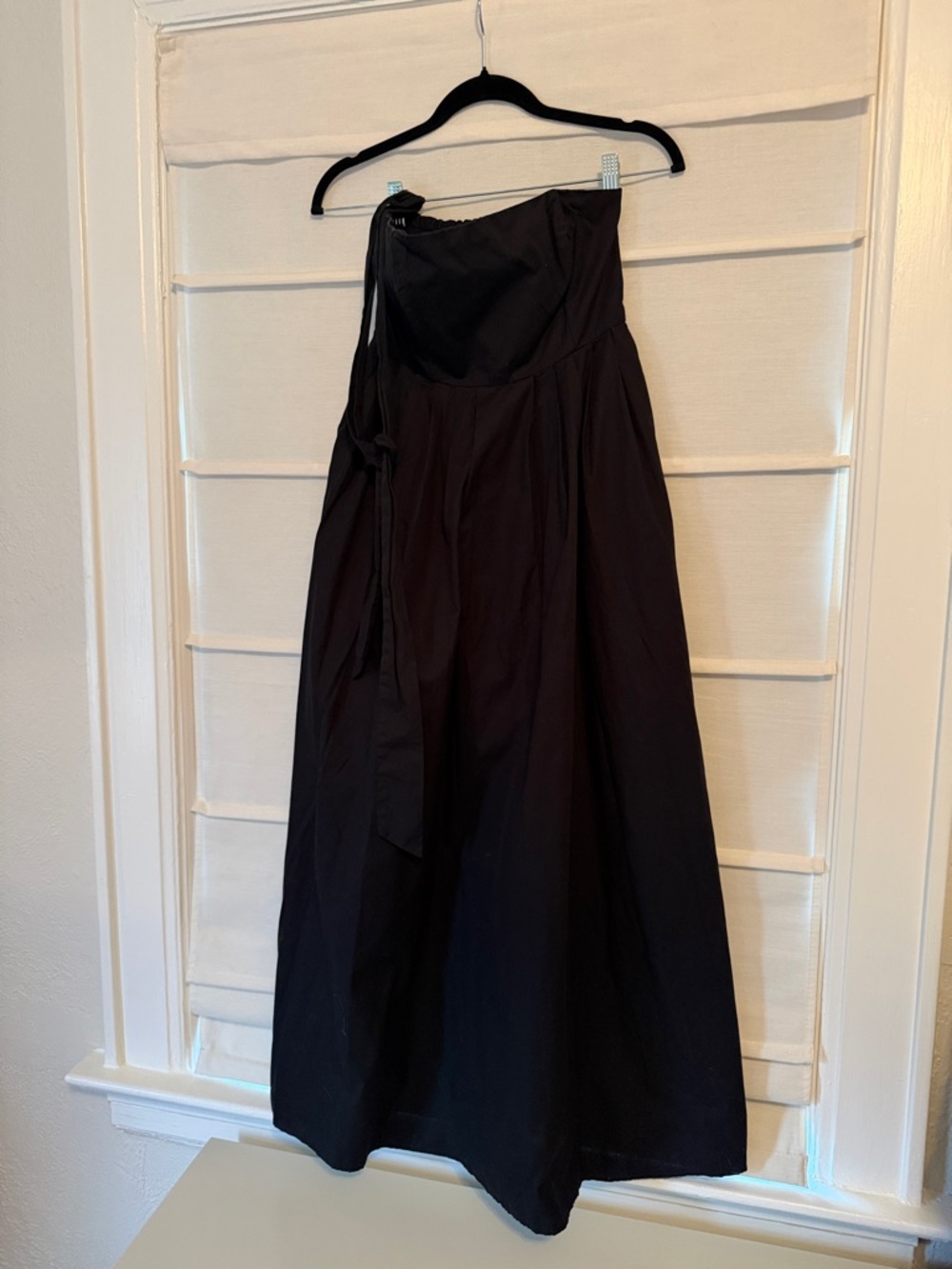 French Connection Black Strapless Maxi with Side Tie Detail